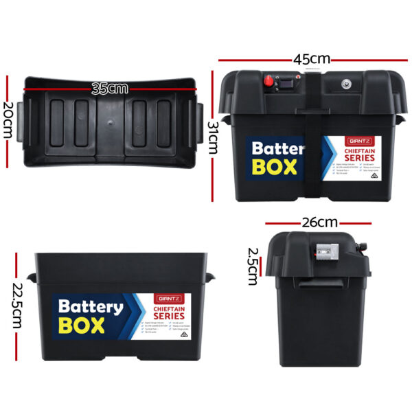 GIANTZ Battery Box 12V Camping Portable Deep Cycle AGM Universal Large USB Cig - Image 2