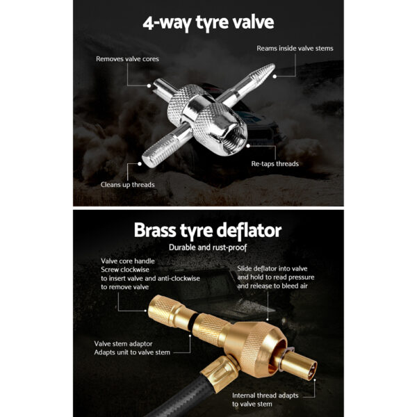 Giantz Rapid Tyre Air Deflator 4X4 4WD with Pressure Gauge Valve Tool - Image 6