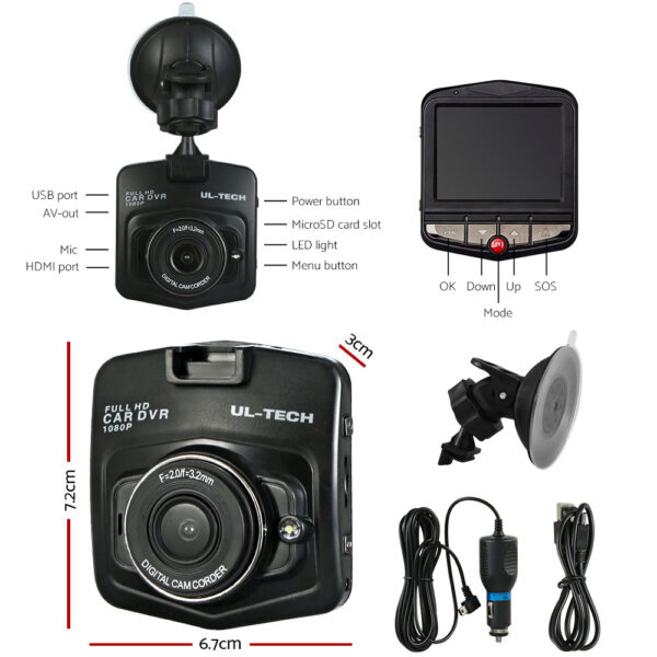 UL-tech Mini Car Dash Camera 1080P 2.4" LCD Video DVR Recorder Camera Front Cam - Image 5