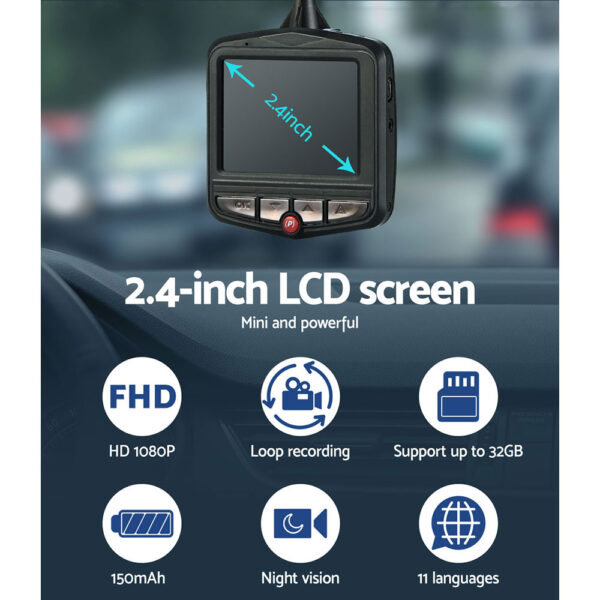 UL-tech Mini Car Dash Camera 1080P 2.4" LCD Video DVR Recorder Camera Front Cam - Image 11