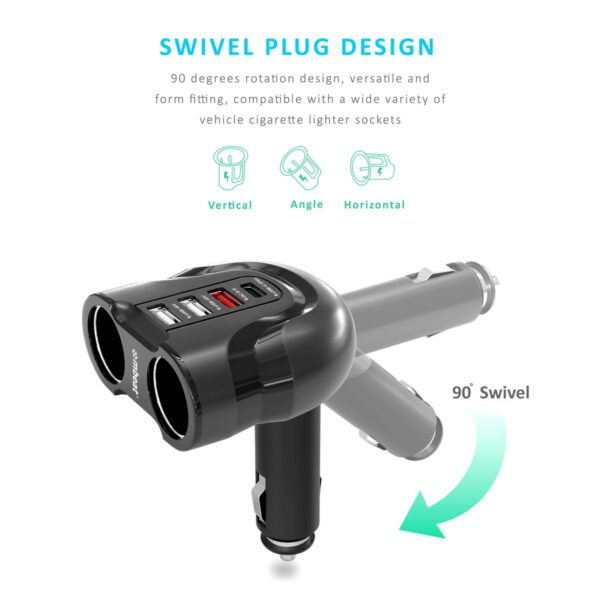 mbeat Gorilla Power 4 Ports USB-C & QC 3.0 Car Charger - Image 3