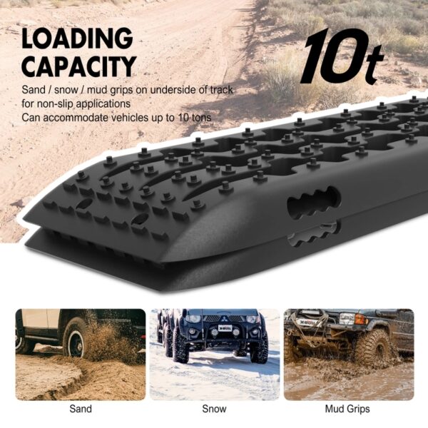 X-BULL KIT1 Recovery track Board Traction Sand trucks strap mounting 4x4 Sand Snow Car BLACK - Image 5