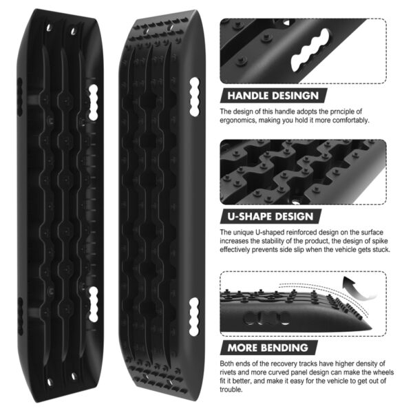 X-BULL KIT1 Recovery track Board Traction Sand trucks strap mounting 4x4 Sand Snow Car BLACK - Image 4