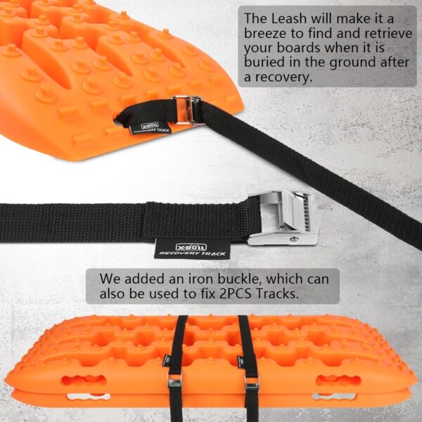 X-BULL KIT1 Recovery track Board Traction Sand trucks strap mounting 4x4 Sand Snow Car ORANGE - Image 2