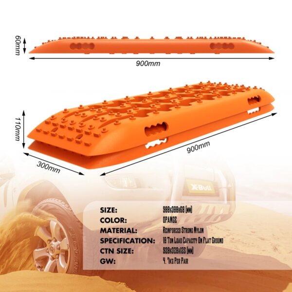 X-BULL KIT1 Recovery track Board Traction Sand trucks strap mounting 4x4 Sand Snow Car ORANGE - Image 13