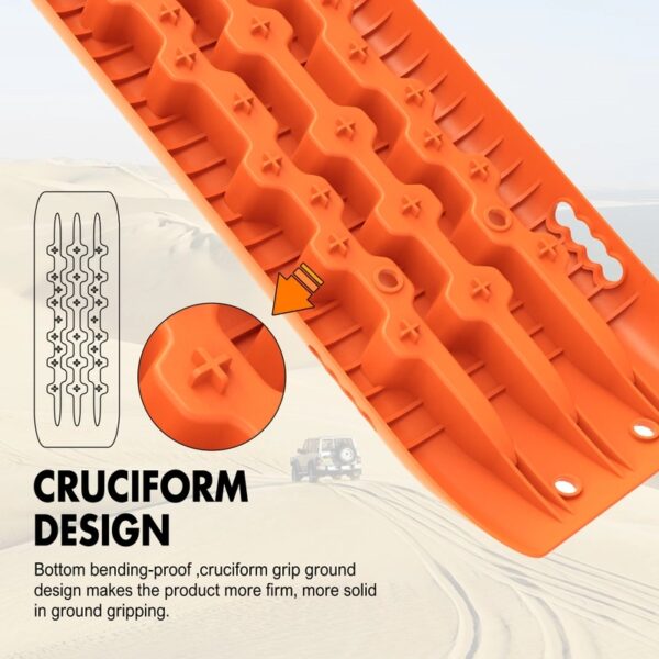 X-BULL KIT1 Recovery track Board Traction Sand trucks strap mounting 4x4 Sand Snow Car ORANGE - Image 11