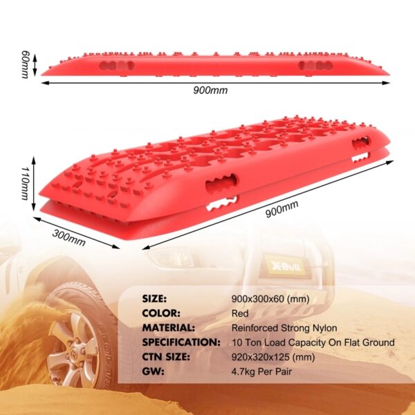 X-BULL KIT2 Recovery tracks 6pcs Board Traction Sand trucks strap mounting 4x4 Sand Snow Car red - Image 12