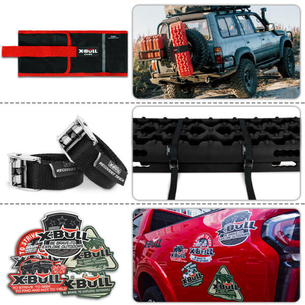 X-BULL KIT2 Recovery tracks 6pcs Board Traction Sand trucks strap mounting 4x4 Sand Snow Car red - Image 2
