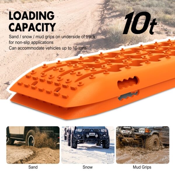 X-BULL KIT2 Recovery tracks 6pcs Board Traction Sand trucks strap mounting 4x4 Sand Snow Car ORANGE - Image 10