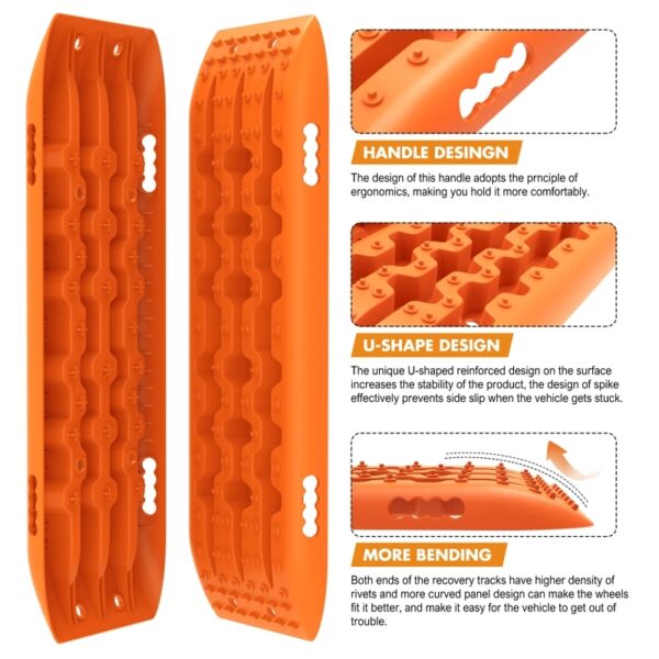 X-BULL KIT2 Recovery tracks 6pcs Board Traction Sand trucks strap mounting 4x4 Sand Snow Car ORANGE - Image 3