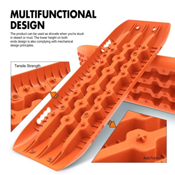 X-BULL KIT2 Recovery tracks 6pcs Board Traction Sand trucks strap mounting 4x4 Sand Snow Car ORANGE - Image 7