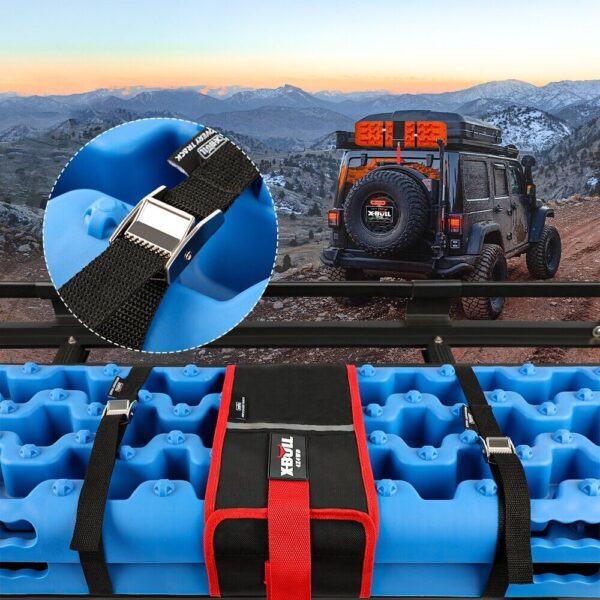 X-BULL KIT2 Recovery tracks kit Board Traction Sand trucks strap mounting 4x4 Sand Snow Car blue 6pcs - Image 3
