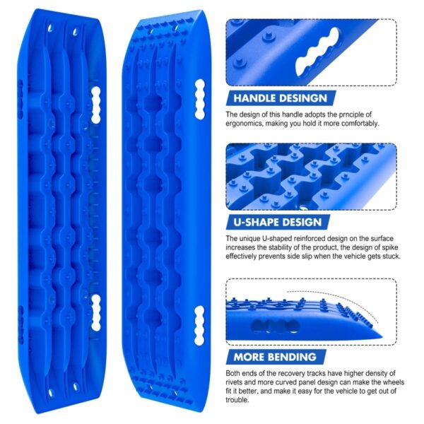 X-BULL KIT2 Recovery tracks kit Board Traction Sand trucks strap mounting 4x4 Sand Snow Car blue 6pcs - Image 9