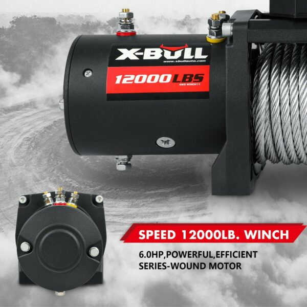 X-BULL Electric Winch 12000LBS/5454KGS Steel Cable 12V Wireless Remote Offroad - Image 4
