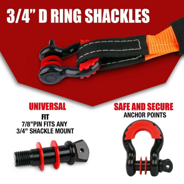 X-BULL Winch Recovery Kit Recovery tracks /Snatch Strap Off Road 4WD orange - Image 11