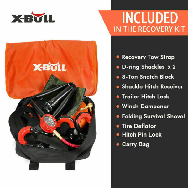 X-BULL Winch Recovery Kit 11PCS 4WD 4x4 Pack Off Road Snatch Strap Essential - Image 2