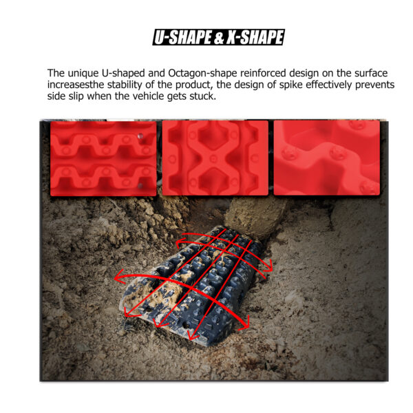 X-BULL Recovery tracks Sand tracks 2pcs 10T Sand / Snow / Mud 4WD Gen 3.0 - Red - Image 7