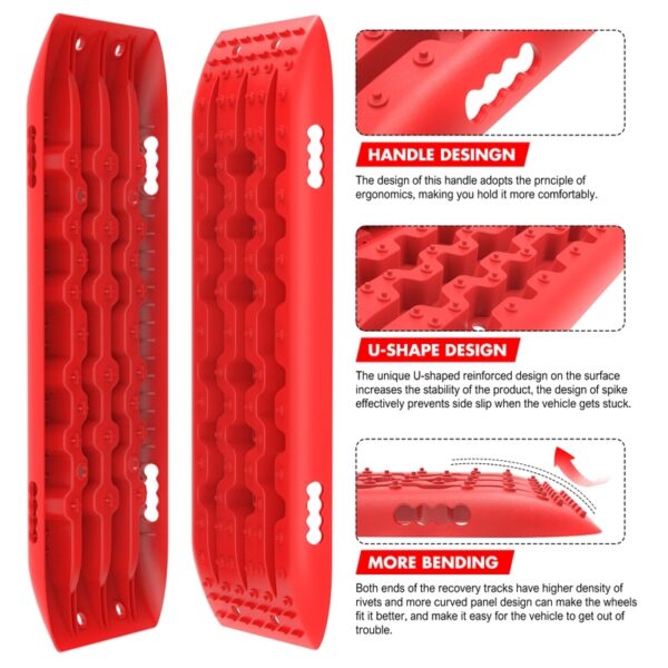 X-BULL Recovery tracks 10T Sand Mud Snow RED Offroad 4WD 4x4 2pc 91cm Gen 2.0 - red - Image 3