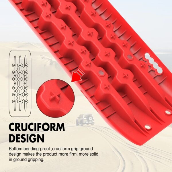 X-BULL Recovery tracks 10T Sand Mud Snow RED Offroad 4WD 4x4 2pc 91cm Gen 2.0 - red - Image 5