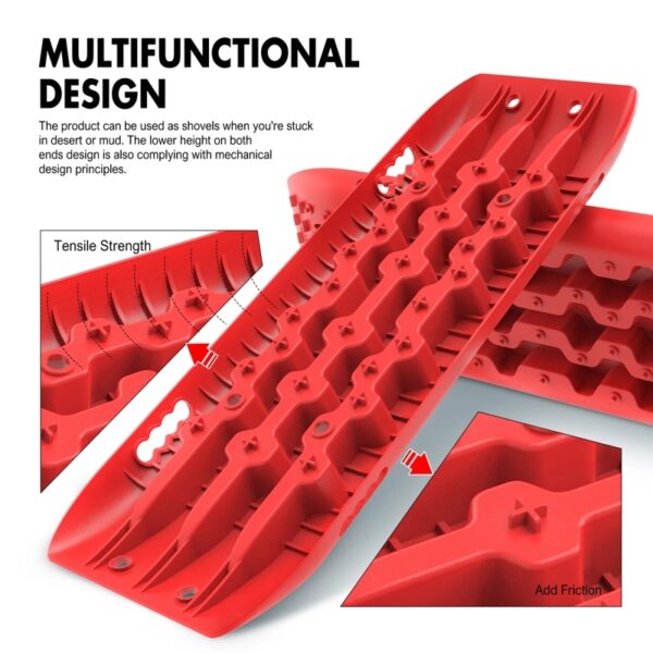 X-BULL Recovery tracks 10T Sand Mud Snow RED Offroad 4WD 4x4 2pc 91cm Gen 2.0 - red - Image 4