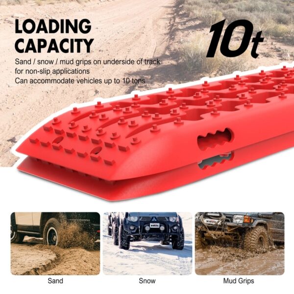 X-BULL Recovery tracks 10T Sand Mud Snow RED Offroad 4WD 4x4 2pc 91cm Gen 2.0 - red - Image 6