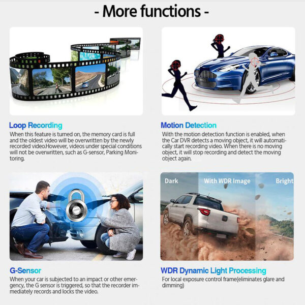 FHD Car DVR Camera DashCam Dash Cam Dual Record Hidden Recorder 1080P Parking Monitor - Image 9