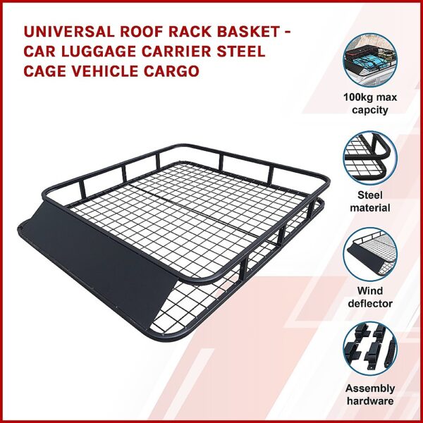 Universal Roof Rack Basket - Car Luggage Carrier Steel Cage Vehicle Cargo - Image 3