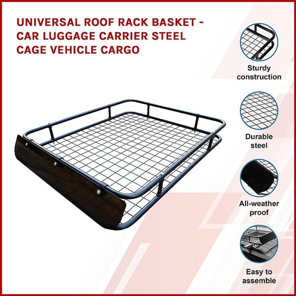 Universal Roof Rack Basket - Car Luggage Carrier Steel Cage Vehicle Cargo - Image 3