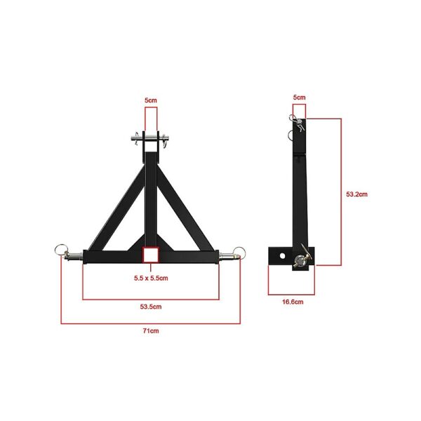 Heavy Duty Steel 3 Point 2" Trailer Hitch Receiver Tow Drawbar For Cat 1 Tractor - Image 8