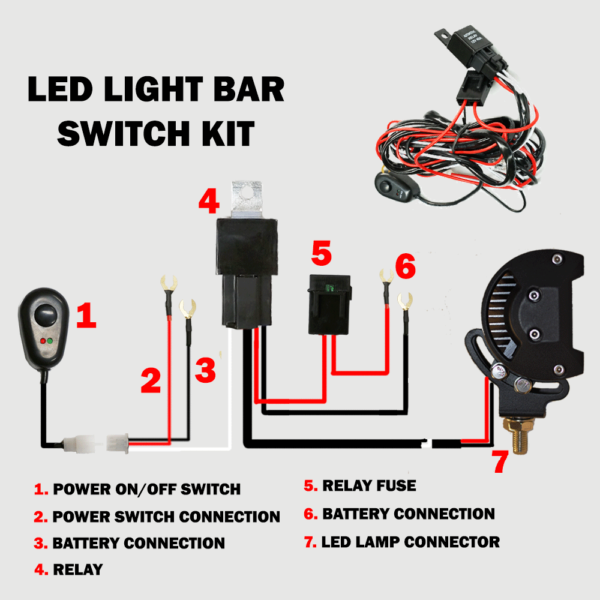 2way LED Universal Driving light Wiring Loom Harness 12V 24V 40A Relay Switch - Image 2