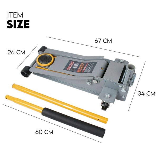 Hydraulic Floor Jack 3T Trolley Low Profile Car Track Quick Lifting 75-500mm - Image 4