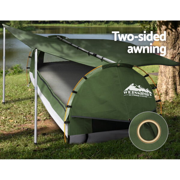 Weisshorn Double Swag Camping Swags Canvas Free Standing Dome Tent Celadon - Image 5