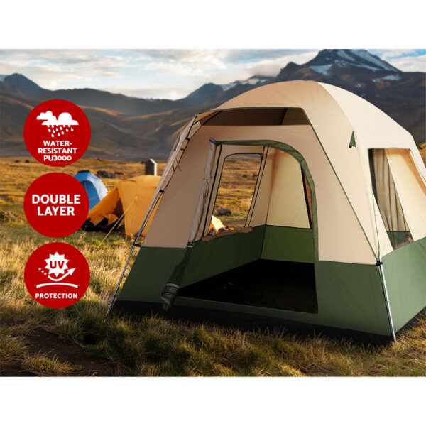 Weisshorn Family Camping Tent 4 Person Hiking Beach Tents Green - Image 5