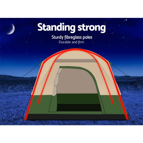 Weisshorn Family Camping Tent 4 Person Hiking Beach Tents Green - Image 6