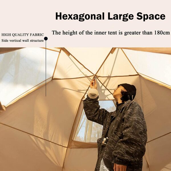 Large Space Luxury Frog Hexagonal Tent 5-8 Person Double Layer - Green - Image 7