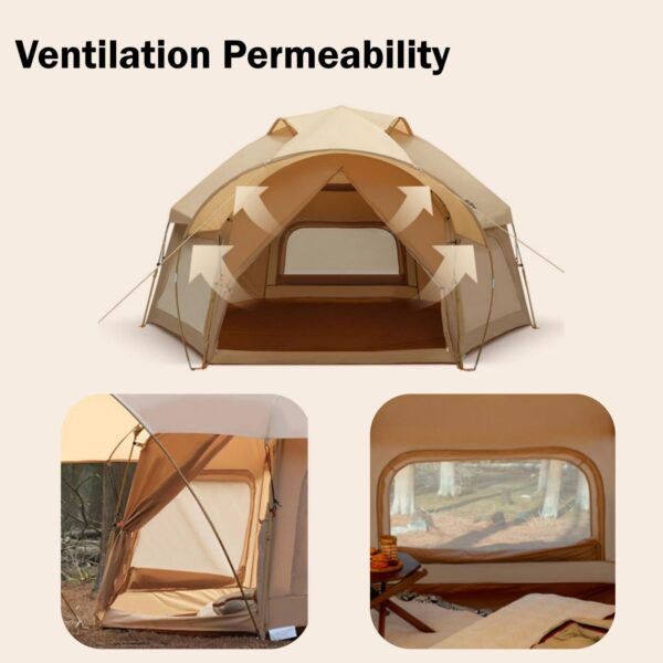 Large Space Luxury Frog Hexagonal Tent 5-8 Person Double Layer - Green - Image 11